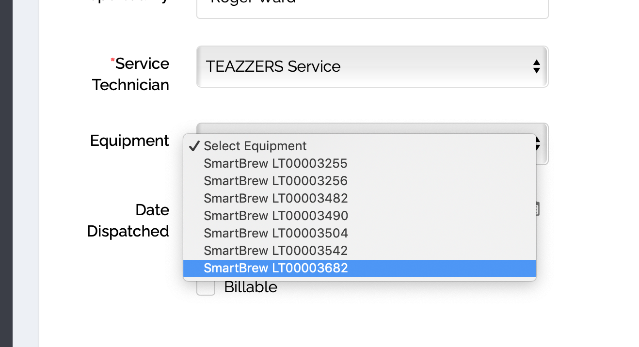 Accurants Refurb Work Order Serial Number selection